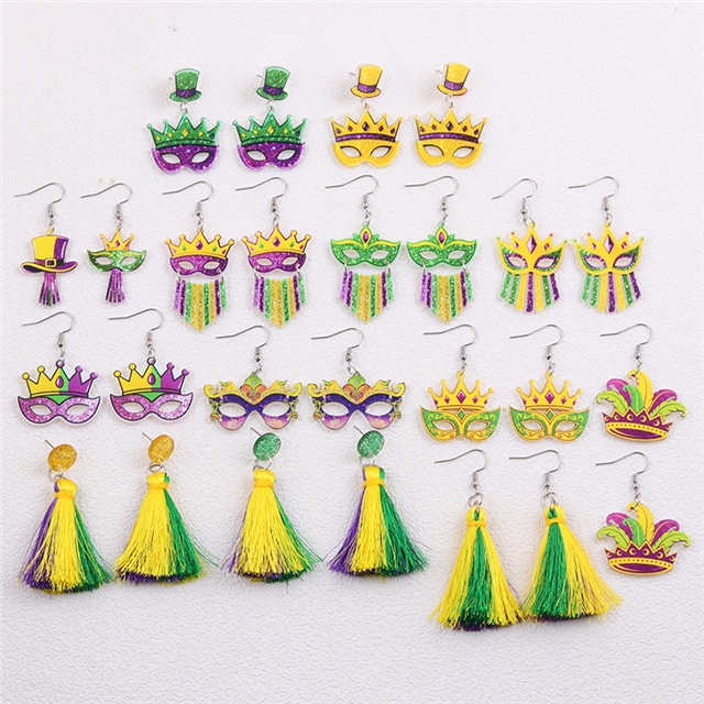 acrylic mardi gras series acrylic earrings