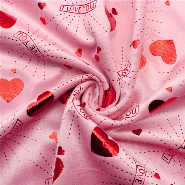 red hot stamping heart letters short plush fabric