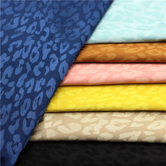 small leopard print dark satin face jacquard fabric