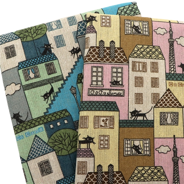 printed cotton and linen fabric for building construction