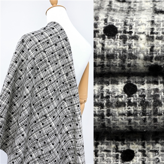 silver thread velvet dot bow woolen woven small fragrant fabric 1#gray dot bow,50*145cm(19.7*57.1