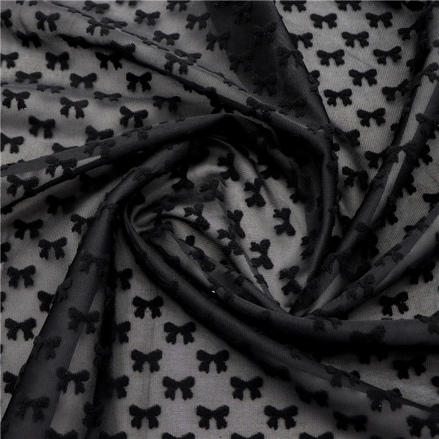3d plush bowknot plain jacquard fabric