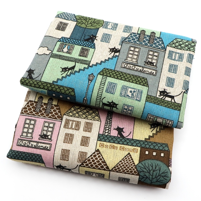 printed cotton and linen fabric for building construction