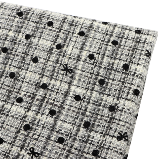 silver thread velvet dot bow woolen woven small fragrant fabric 1#gray dot bow,50*145cm(19.7*57.1
