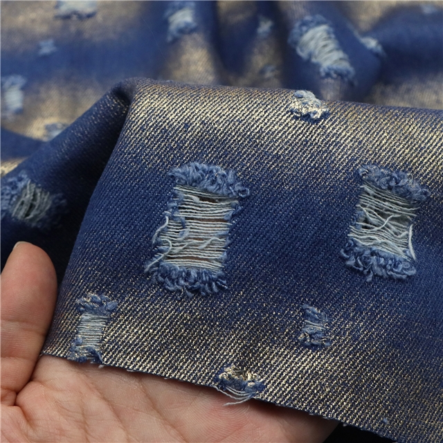 hot stamping hook flower denim fabric