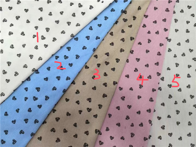 heart printed corduroy fabric