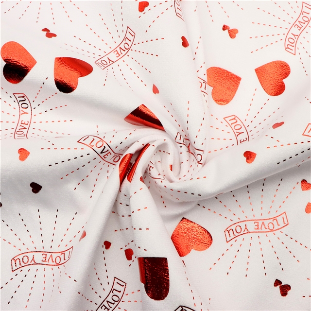 red hot stamping heart letters short plush fabric