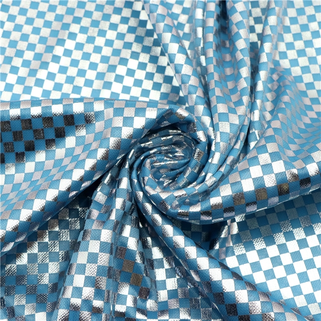 laser hot stamping silver checkerboard fabric
