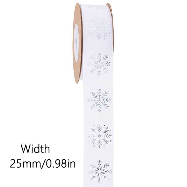 polyester hot stamping Christmas snowflake velvet tape 2.5cm(1