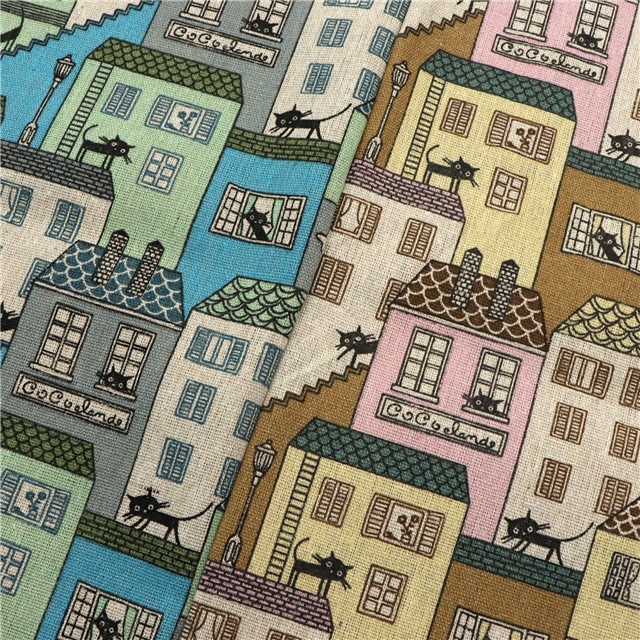 printed cotton and linen fabric for building construction