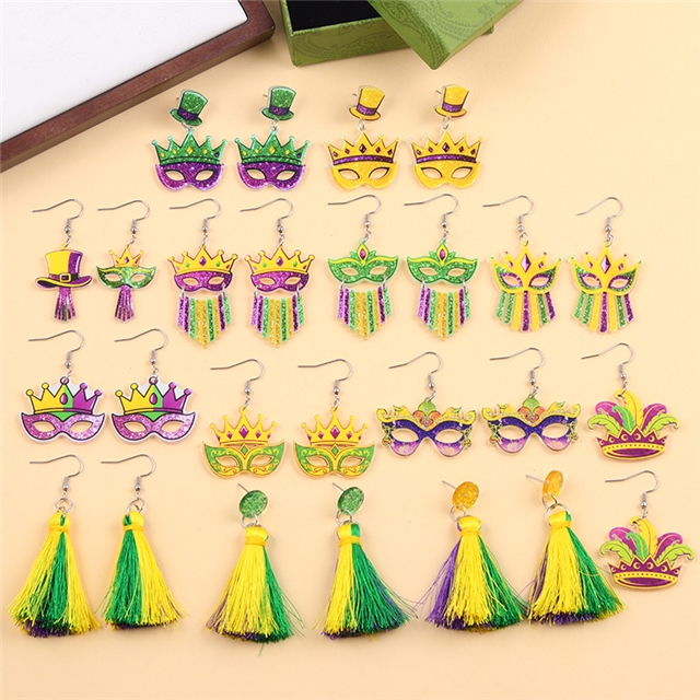 acrylic mardi gras series acrylic earrings