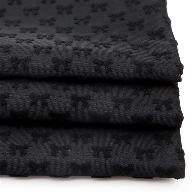 3d plush bowknot plain jacquard fabric