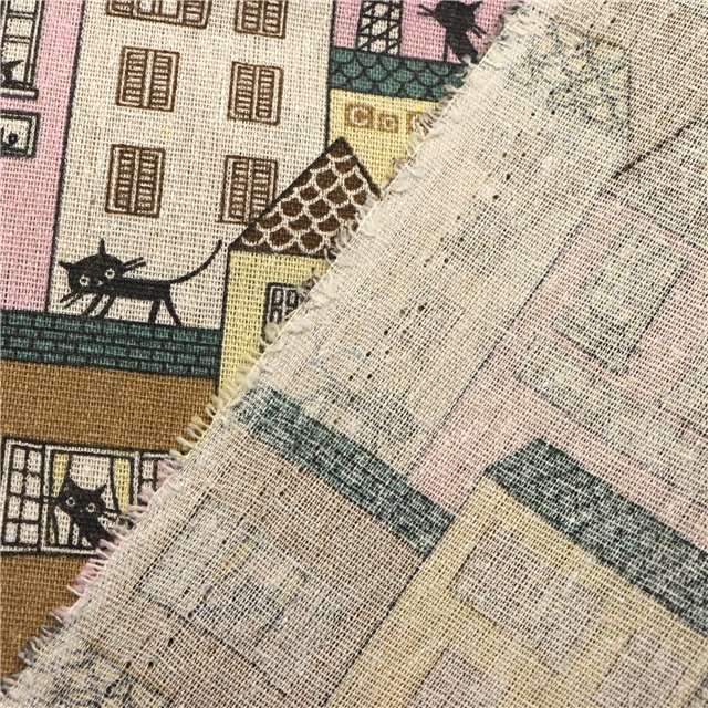printed cotton and linen fabric for building construction