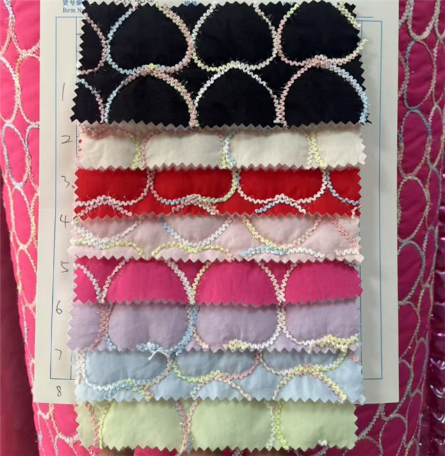 embroidered heart quilted fabric