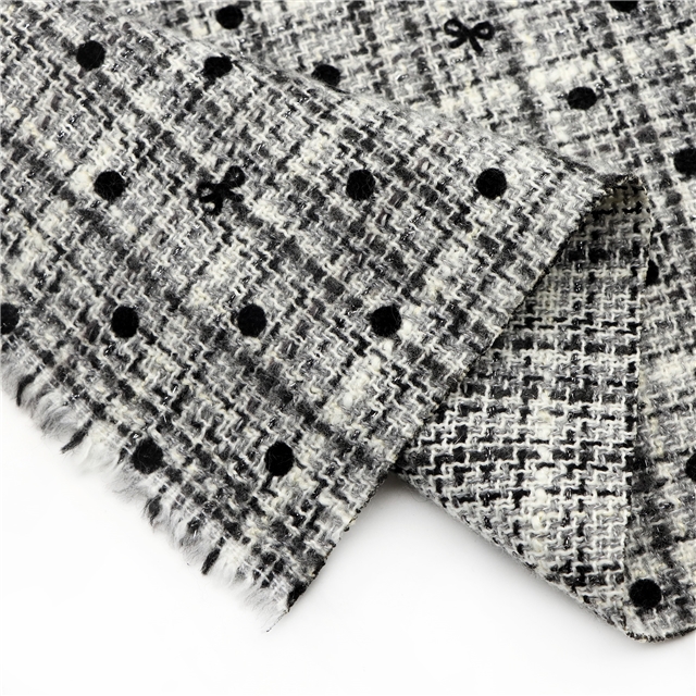 silver thread velvet dot bow woolen woven small fragrant fabric 1#gray dot bow,50*145cm(19.7*57.1