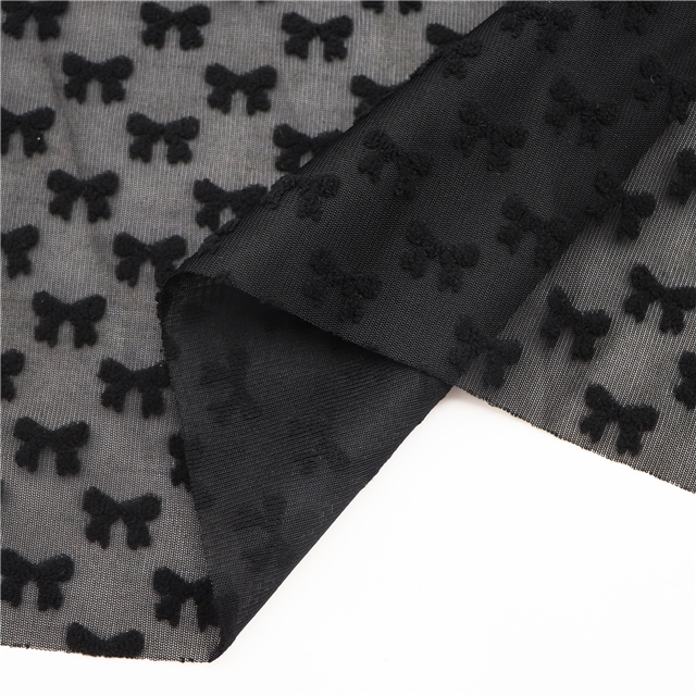 3d plush bowknot plain jacquard fabric