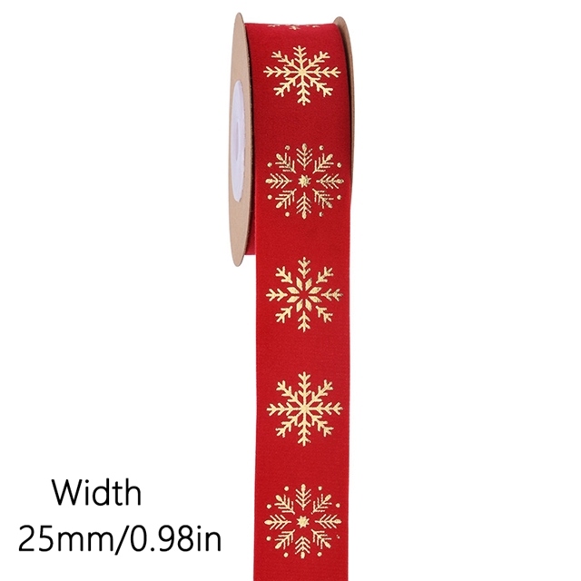 polyester hot stamping Christmas snowflake velvet tape 2.5cm(1
