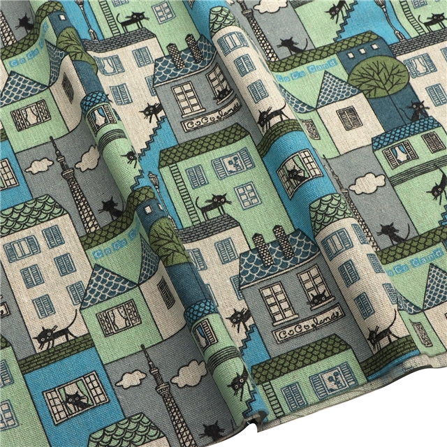 printed cotton and linen fabric for building construction