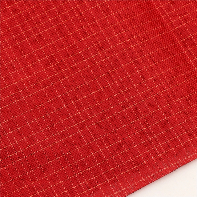 gold and silver thread plaid imitation linen fabric
