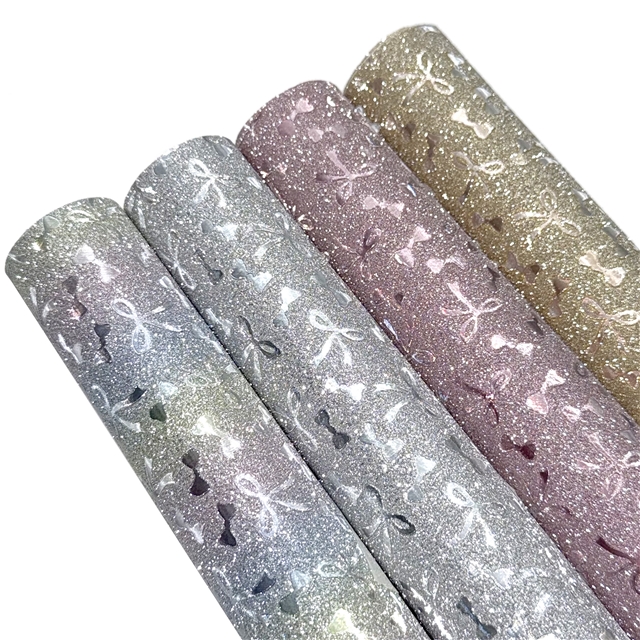 synthetic leather glitter bow faux leather