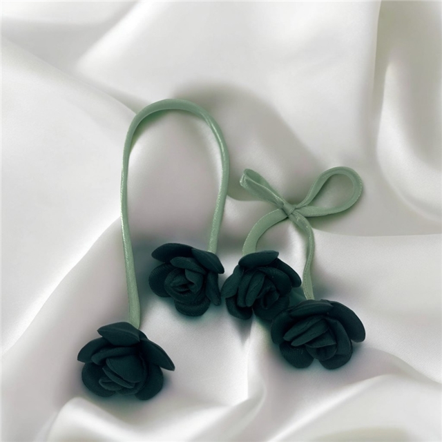 fabric fabric double ended flower bud three-dimensional rose jewelry accessories blackish green,45cm(17.7