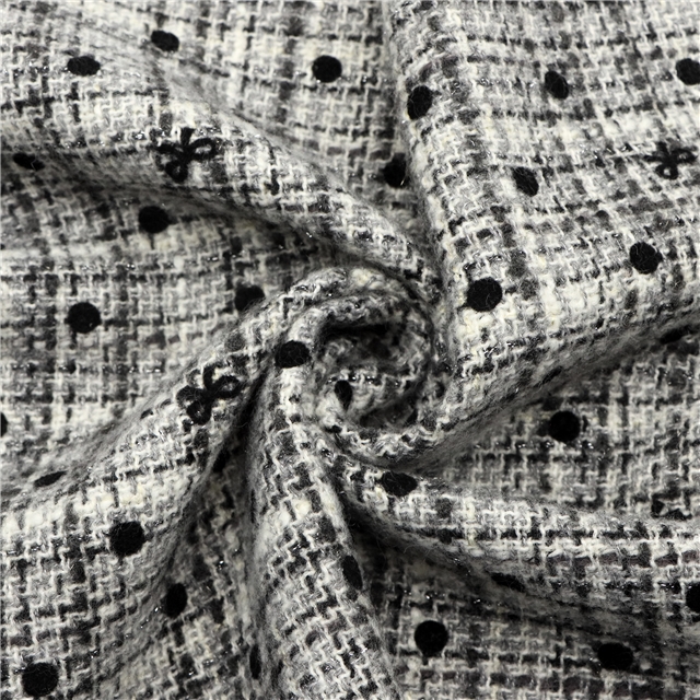 silver thread velvet dot bow woolen woven small fragrant fabric 1#gray dot bow,50*145cm(19.7*57.1