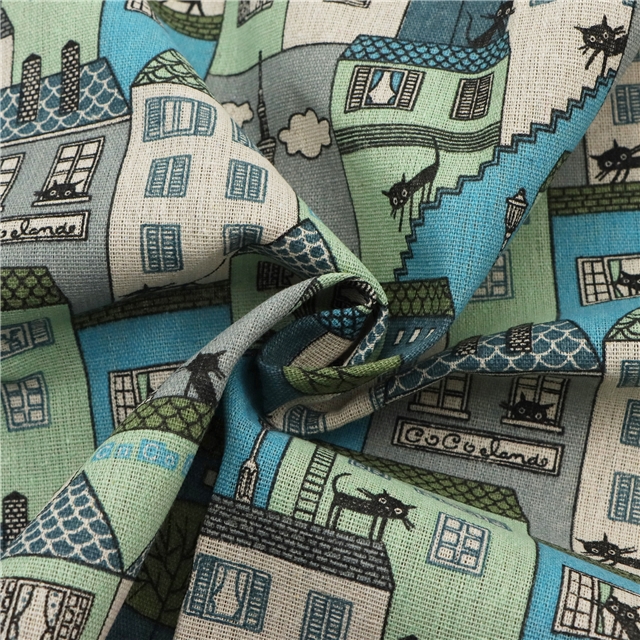 printed cotton and linen fabric for building construction