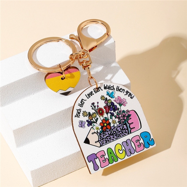 back to school wooden tassel keychain pendant