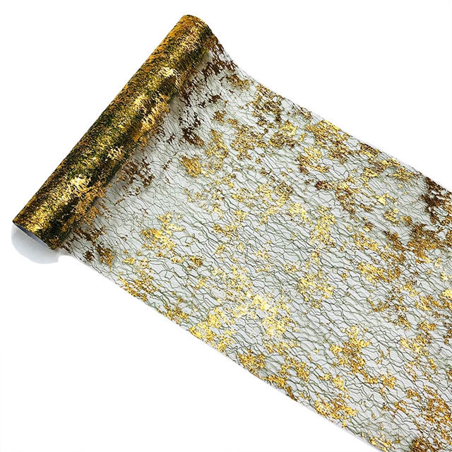 polyester fiber hot stamping random patterned mesh roll