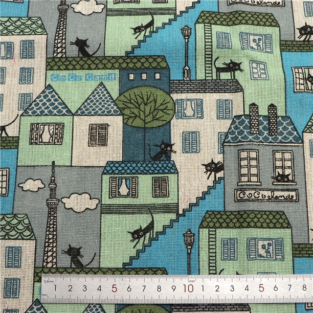 printed cotton and linen fabric for building construction