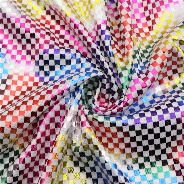 laser hot stamping silver checkerboard fabric