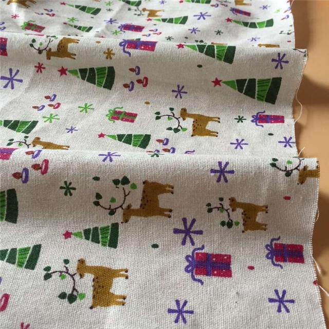 christmas deer print linen fabric