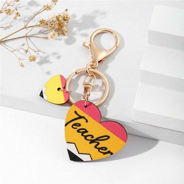 back to school wooden tassel keychain pendant