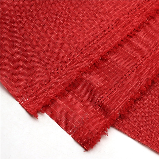 gold and silver thread plaid imitation linen fabric