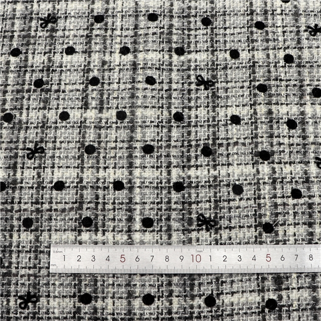 silver thread velvet dot bow woolen woven small fragrant fabric 1#gray dot bow,50*145cm(19.7*57.1