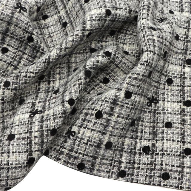silver thread velvet dot bow woolen woven small fragrant fabric 1#gray dot bow,50*145cm(19.7*57.1