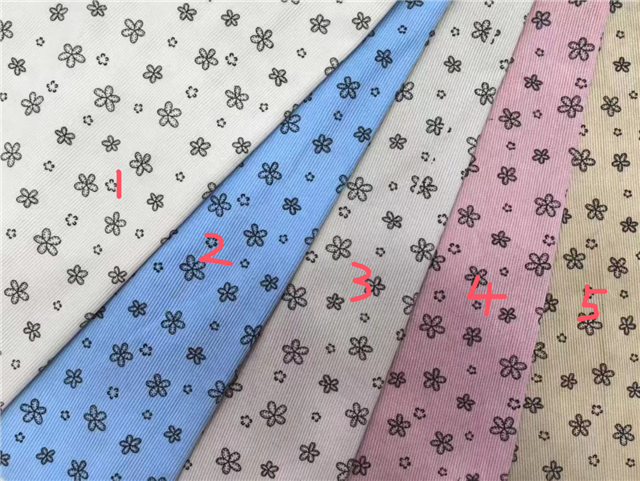 flower printed corduroy fabric