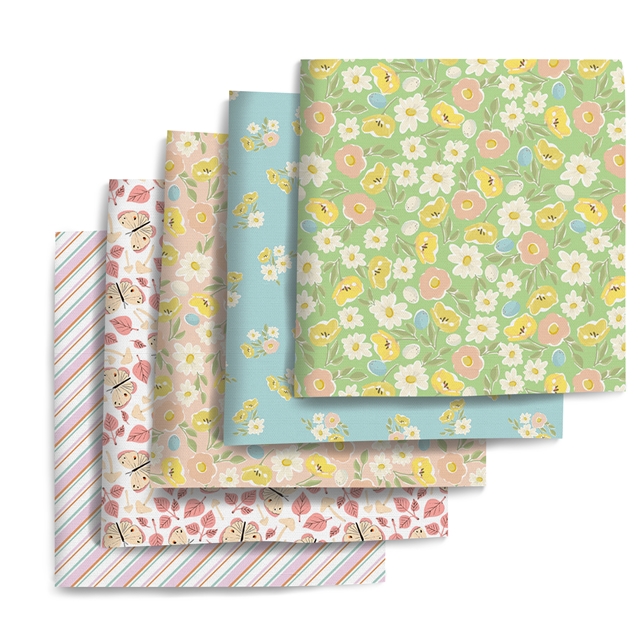 polyester cotton striped flower series polyester cotton fabric set (5 pcs/set) polyester cotton fabric,20*20cm(7.9*7.9