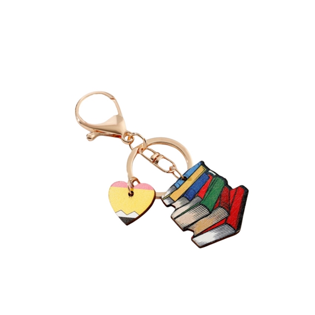 back to school wooden tassel keychain pendant