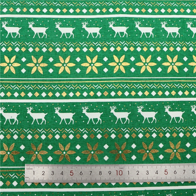 christmas deer gold hot stamping offset printing faux linen fabric