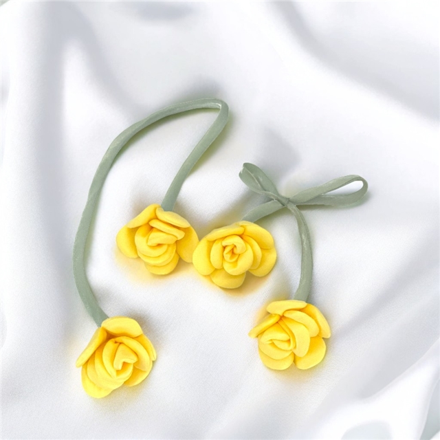 fabric fabric double ended flower bud three-dimensional rose jewelry accessories yellow,45cm(17.7