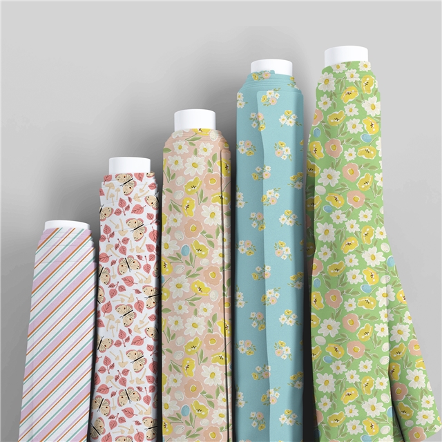 polyester cotton striped flower series polyester cotton fabric set (5 pcs/set) polyester cotton fabric,20*20cm(7.9*7.9