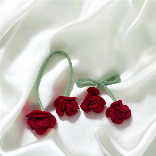 fabric fabric double ended flower bud three-dimensional rose jewelry accessories wine red,45cm(17.7