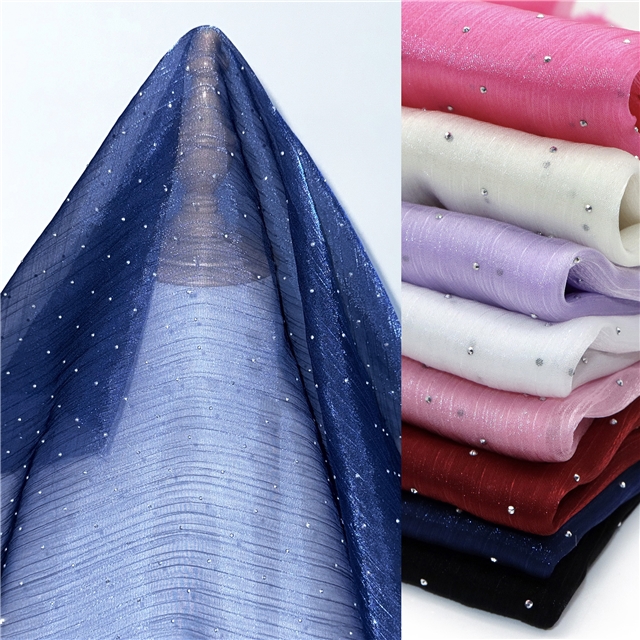 mesh ice flower wrinkled water ripple hot drilling organza sparkling transparent starry sky yarn fabric