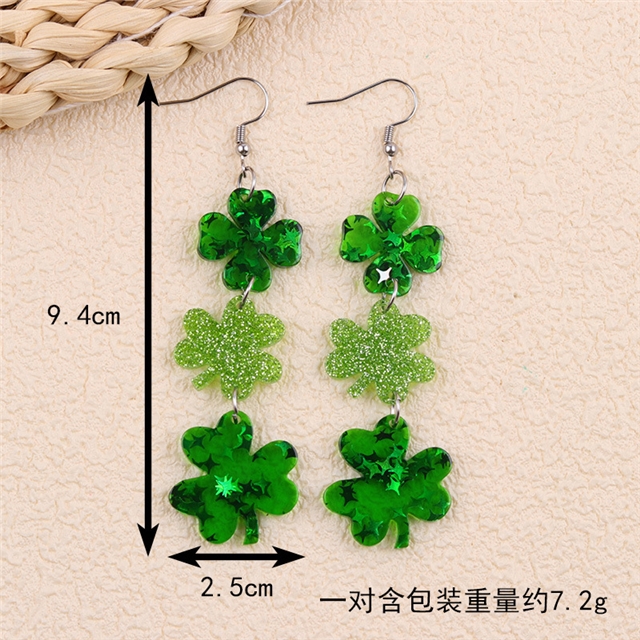 acrylic st patrick day four leaf acrylic earrings