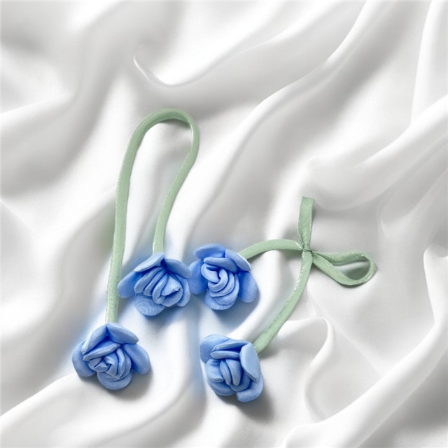 fabric fabric double ended flower bud three-dimensional rose jewelry accessories sky blue,45cm(17.7