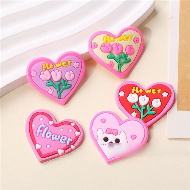 pvc heart flower pvc soft rubber accessories