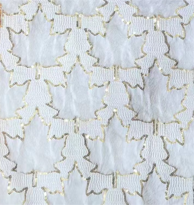 sequins maple leaf velvet fabric