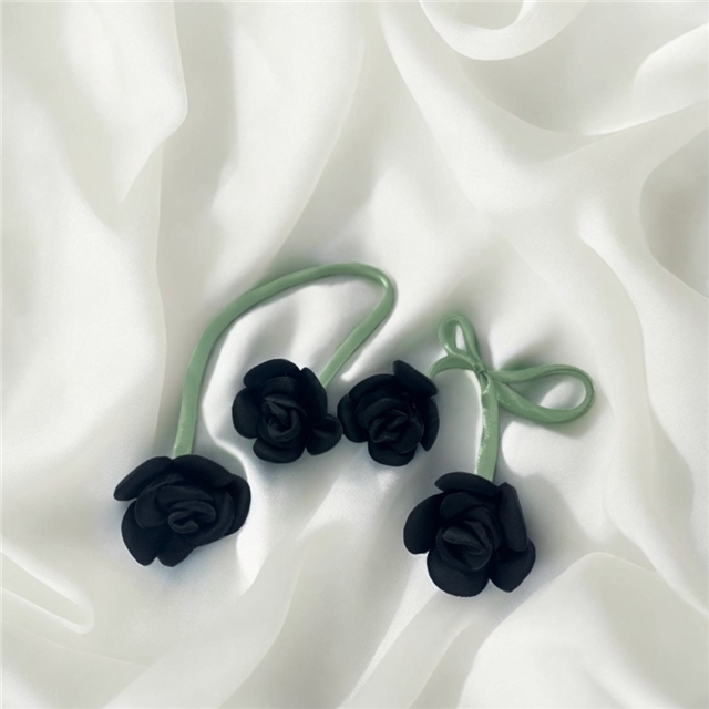 fabric fabric double ended flower bud three-dimensional rose jewelry accessories black,45cm(17.7