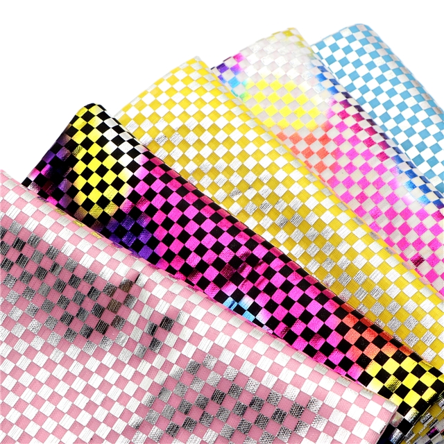 laser hot stamping silver checkerboard fabric